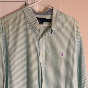 Ralph Lauren Men's Mint Green Striped Shirt